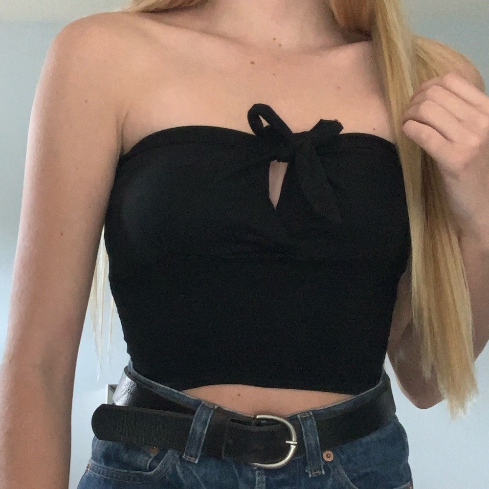 Black tied tube top